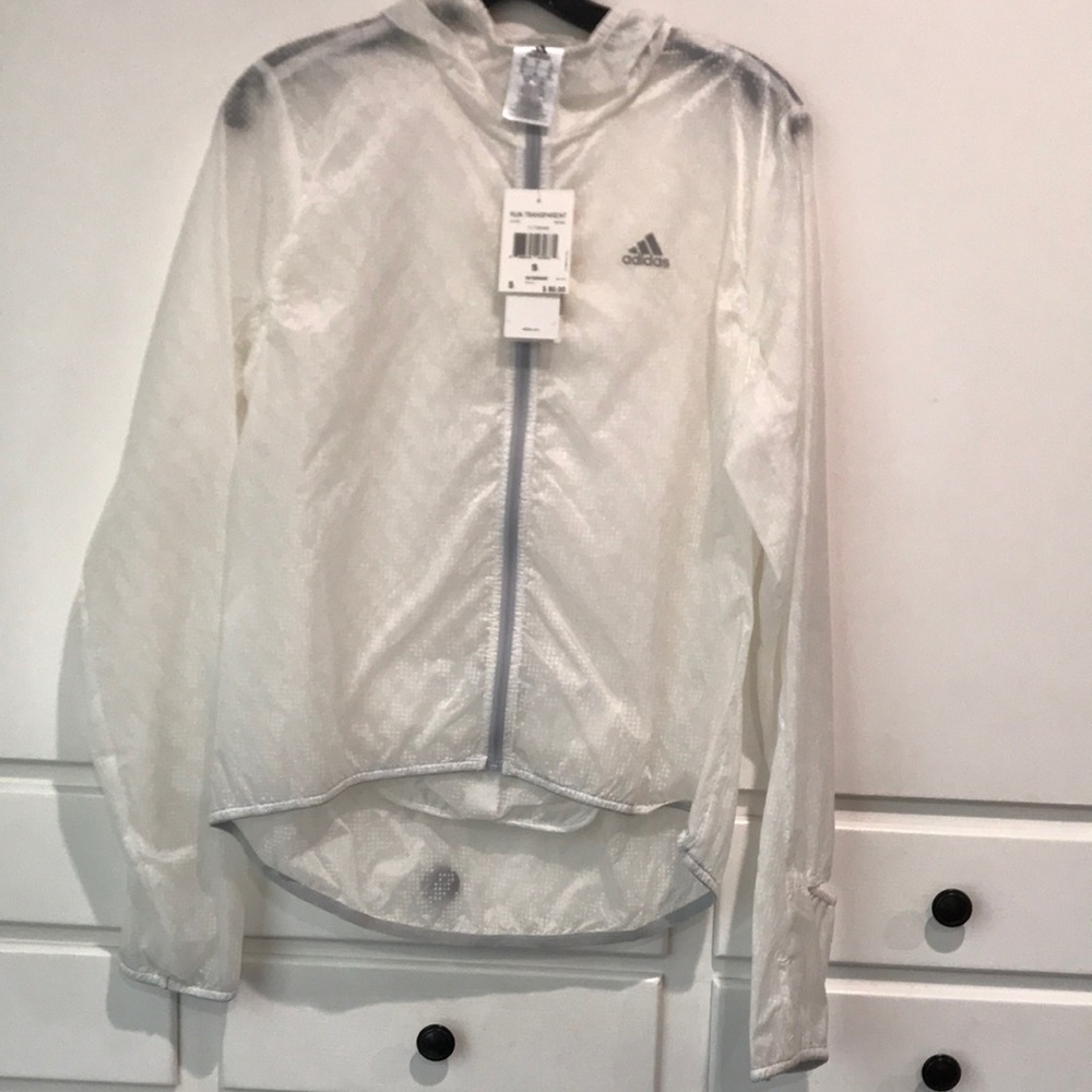 Adidas white Run transparent jacket